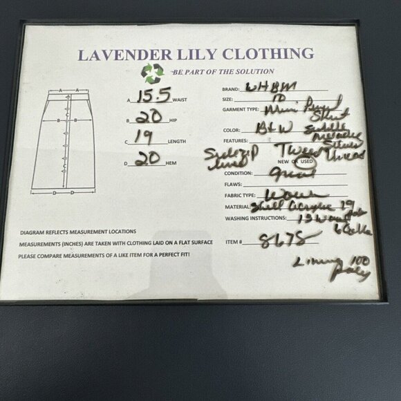 White House Black Market Women's 10 Mini Pencil Skirt B&W Tweed Wool Blend - Picture 12 of 12